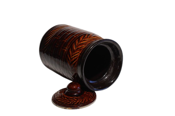 VAH Ceramic Round Jar 1000ml Handmade Chocolate Brown Barani 