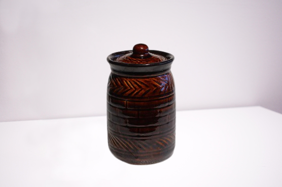 VAH Ceramic Round Jar 1000ml Handmade Chocolate Brown Barani 