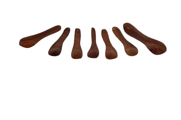 Mann Vaasam Handmade Wooden spoon set of 7 Masala and Spice spoons in 4 inches 
