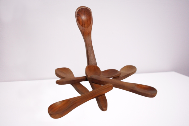 Mann Vaasam Handmade Wooden spoon set of 7 Masala and Spice spoons in 4 inches 