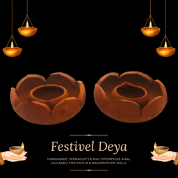 Mann Vaasam Thamarai Vilakku ( Oil Lamp ) pooja Lamp Set of 2