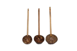 Mann Vaasam  Coconut Shell Spoon | Wooden Cooking Utensils | Frying Spoon & Stick Wooden Ladles Set of 3