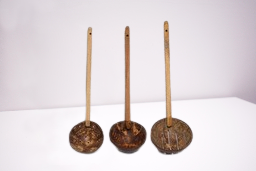 Mann Vaasam  Coconut Shell Spoon | Wooden Cooking Utensils | Frying Spoon & Stick Wooden Ladles Set of 3