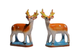 Deer Pair Idol for Home & Office Decor | Handmade Love Deers Statue for Vastu Decorative Showpiece | Ceramic Brown 17cm 