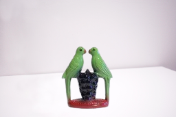 Ceramic Pair of Parrot Sitting on Grapes Figurine for Home & Office Decor Decorative Showpiece |17cm ( Ceramic, Green )  