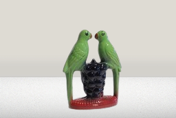Ceramic Pair of Parrot Sitting on Grapes Figurine for Home & Office Decor Decorative Showpiece |17cm ( Ceramic, Green )  