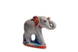 Vins Elephant Idol for Home & Office Decor | Handmade Elephant Statue for Pooja & Vastu Decorative Showpiece | 13 cm | (Ceramic , White & Brown)     
