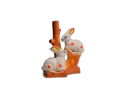Vins Pair of Rabbit On Sitting in Tree Decorative Showpiece - 18 cm (Ceramic , Multi color)