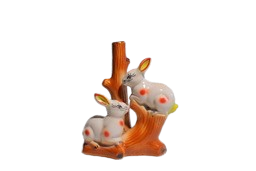 Vins Pair of Rabbit On Sitting in Tree Decorative Showpiece - 18 cm (Ceramic , Multi color)