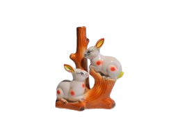 Vins Pair of Rabbit On Sitting in Tree Decorative Showpiece - 18 cm (Ceramic , Multi color)