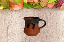 Pack of 2 Clay Handcrafted High - Neck Design Microwave Safe Tea Cup ,120ml Each (Brown, Cup)