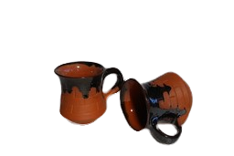 Pack of 2 Clay Handcrafted High - Neck Design Microwave Safe Tea Cup ,120ml Each (Brown, Cup)