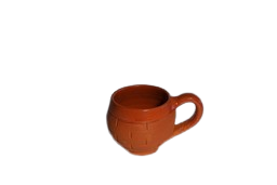 Set of 2 Ceramic Coated Clay Kulhad Tea Cups (Brown, Cup Set)