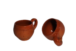 Set of 2 Ceramic Coated Clay Kulhad Tea Cups (Brown, Cup Set)