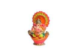 Lord Ganesha on Boat Natural Clay Idol 