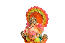 Lord Ganesha on Boat Natural Clay Idol 