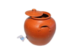 Handmade Clay Water Pot with Lid & Tap | Plain Design 10L Bottom Loading Water Dispenser