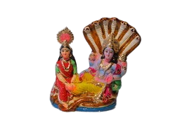 Navaratri Golu Collections Lord Vishnu Laxmi Narayan Sitting on Ananta Sheshnaag Decorative Showpiece  