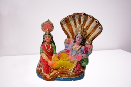 Navaratri Golu Collections Lord Vishnu Laxmi Narayan Sitting on Ananta Sheshnaag Decorative Showpiece  