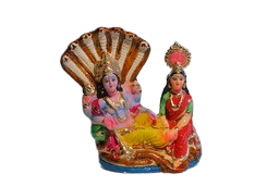 Navaratri Golu Collections Lord Vishnu Laxmi Narayan Sitting on Ananta Sheshnaag Decorative Showpiece  