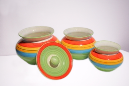 Eva Ceramic Jars & Containers with Lid Ceramic Handi Jars for Kitchen Storage Jar (Pack of 3pcs)