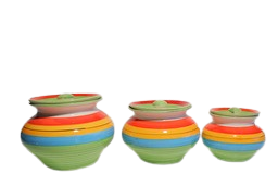 Eva Ceramic Jars & Containers with Lid Ceramic Handi Jars for Kitchen Storage Jar (Pack of 3pcs)