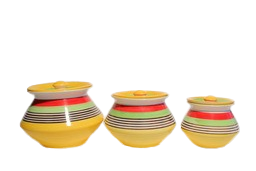 Eva Ceramic Color Jars & Containers with Lid Ceramic Handi Jars for Kitchen Storage Jar (Pack of 3pcs)
