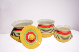 Eva Ceramic Color Jars & Containers with Lid Ceramic Handi Jars for Kitchen Storage Jar (Pack of 3pcs)