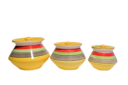 Eva Ceramic Color Jars & Containers with Lid Ceramic Handi Jars for Kitchen Storage Jar (Pack of 3pcs)
